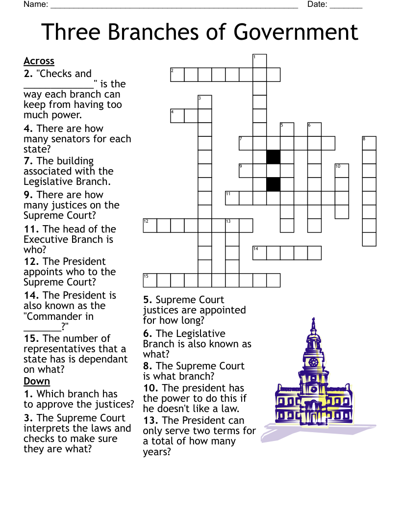 Three Branches Of Government Crossword WordMint