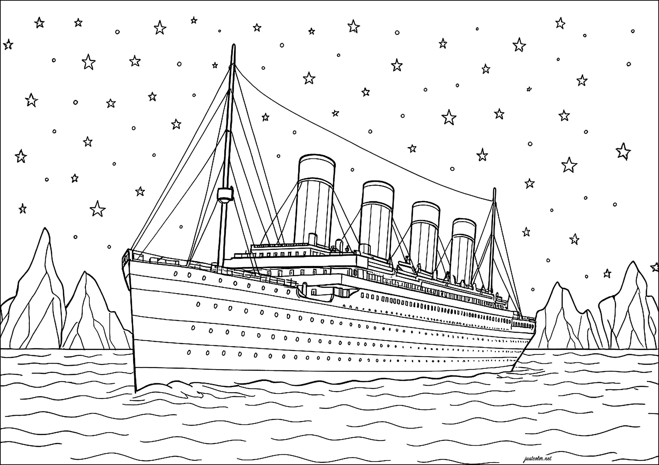 Titanic Realistic Design Titanic Coloring Pages