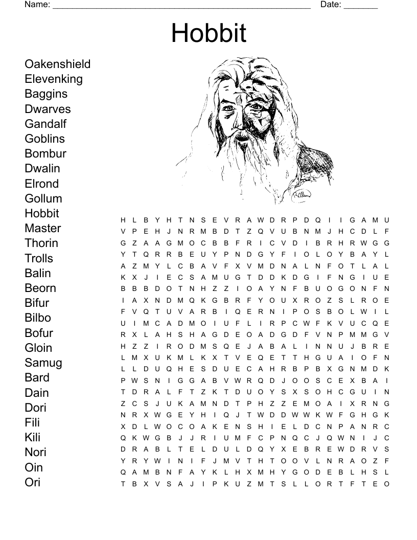 Tolkien Crossword Puzzle 2 WordMint