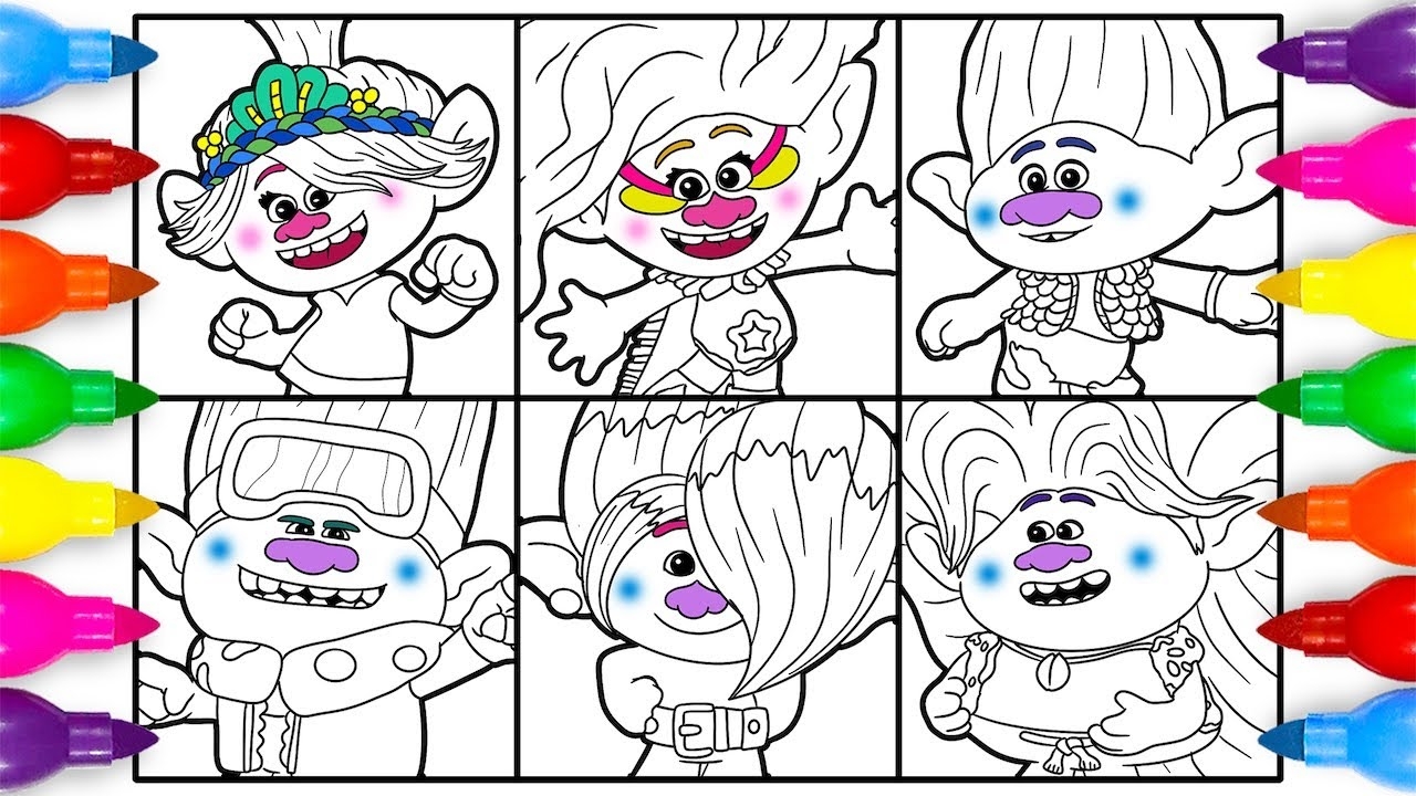Trolls Band Together Coloring Pages Coloring Poppy Branch Viva John Dory YouTube