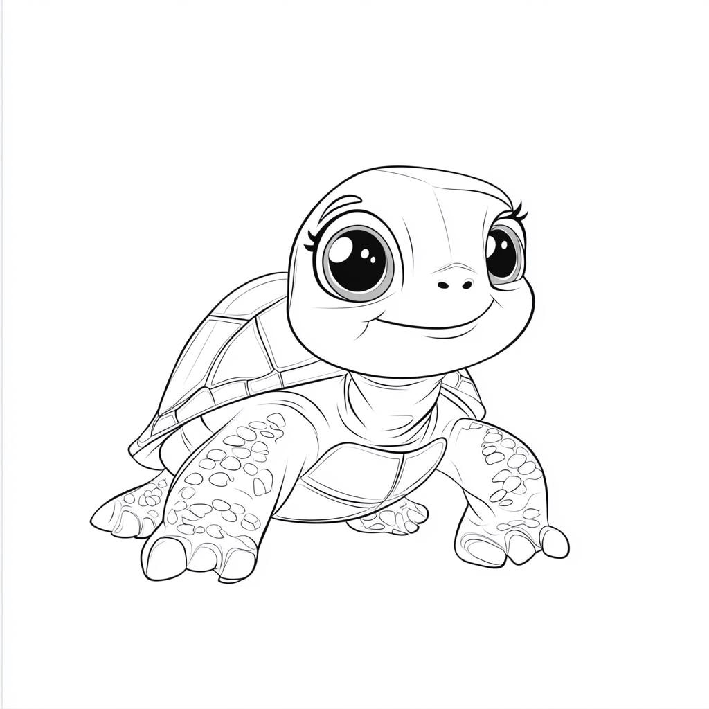 Turtle Coloring Page For Preschoolers digital Download Etsy