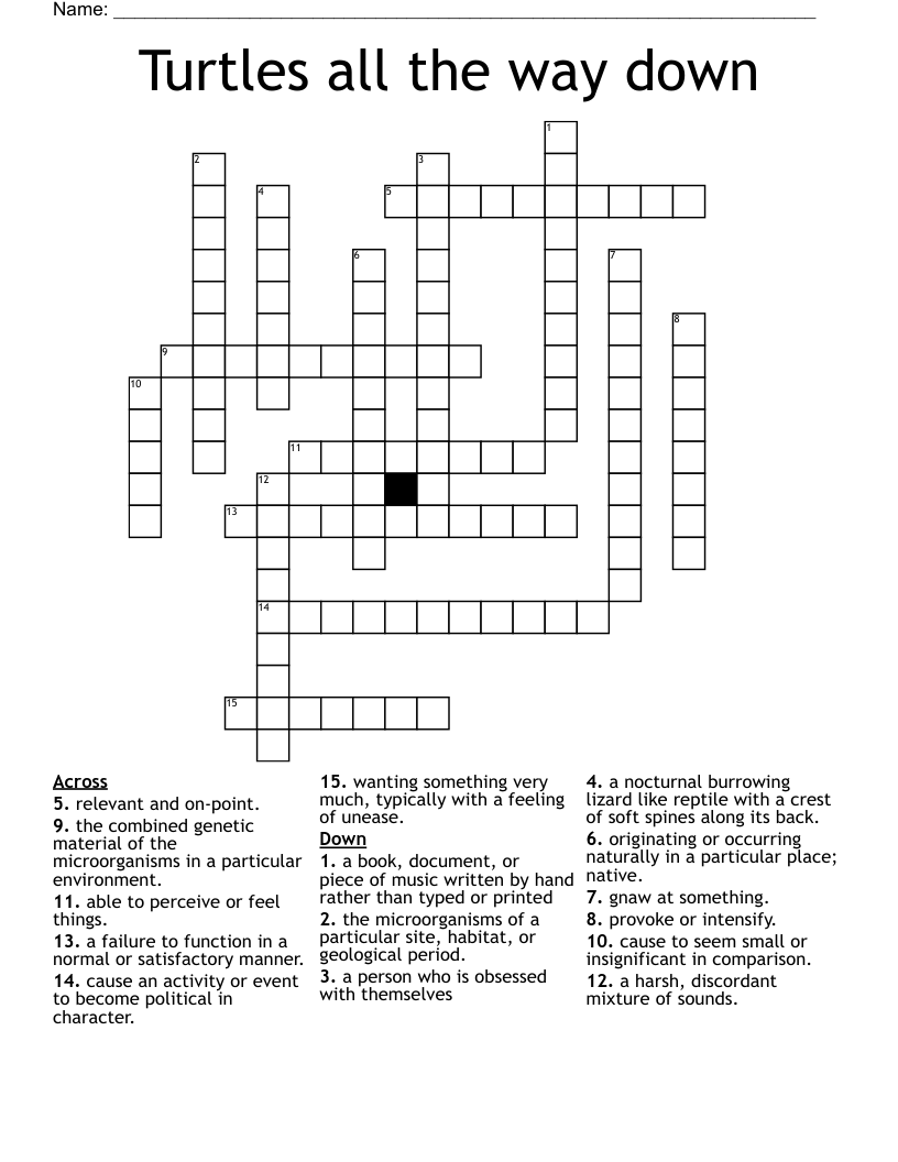 Turtles All The Way Down Crossword WordMint
