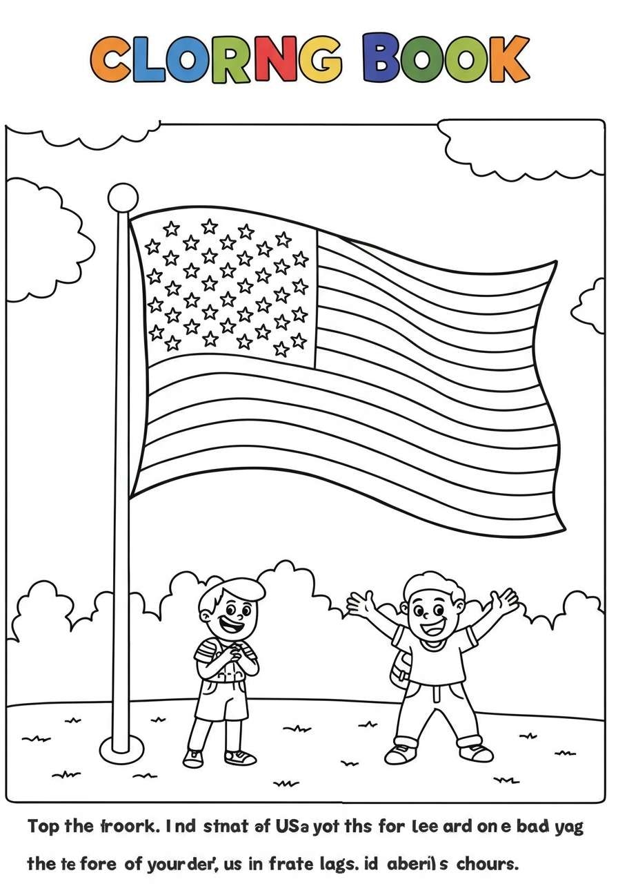 USA Flag Coloring Book For Kids Fun Patriotic Activity Pages 