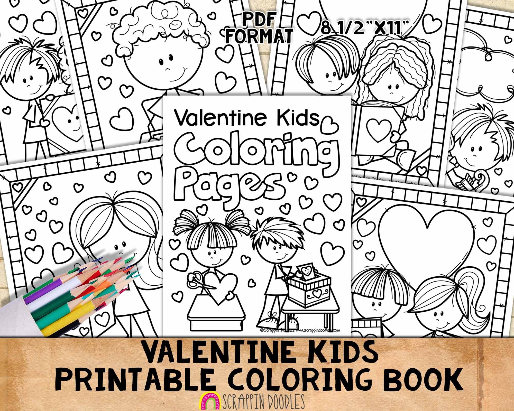 Valentine Kids Coloring Book Valentine s Day Coloring Pages Printable PDF Etsy
