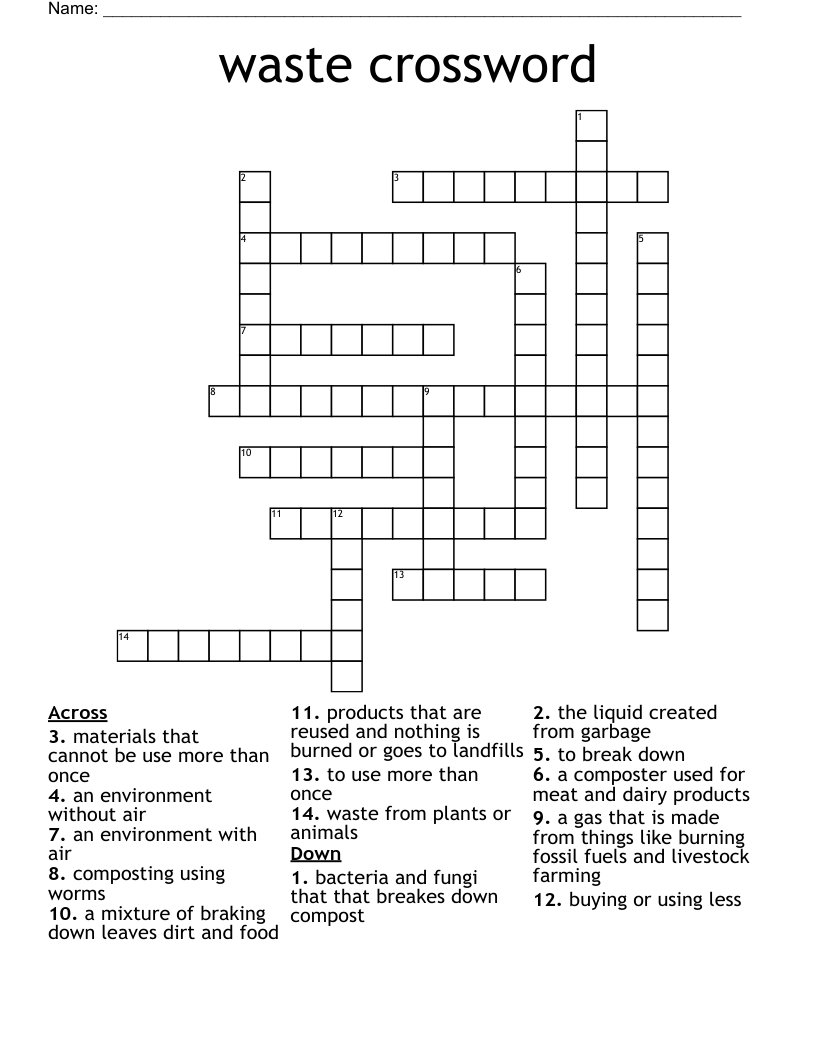 Waste Crossword WordMint