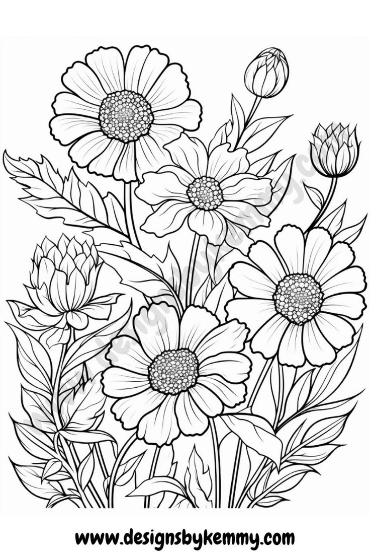Wildflower Coloring Pages Printable Adult Coloring Pages Designs By Kemmy