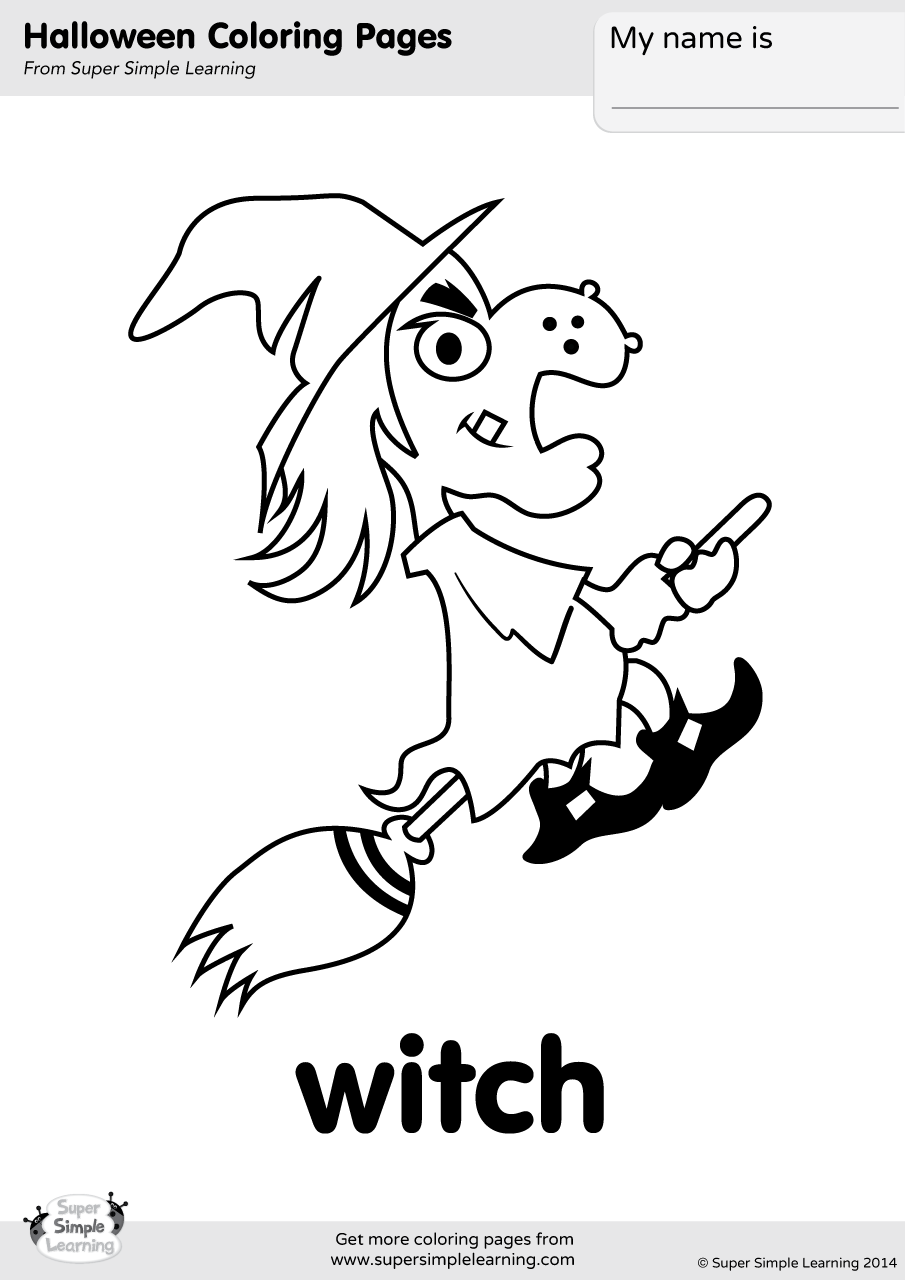 Witch Coloring Page Super Simple