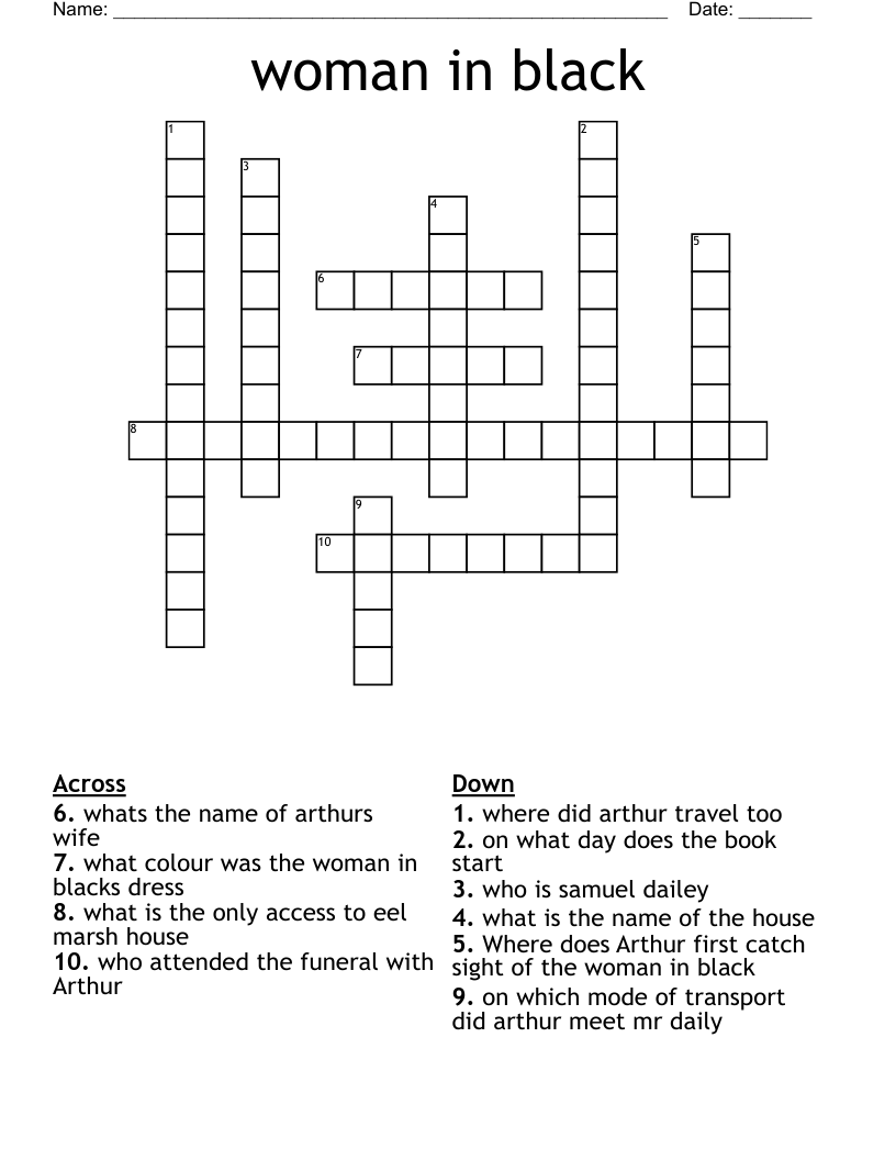 Woman In Black Crossword WordMint