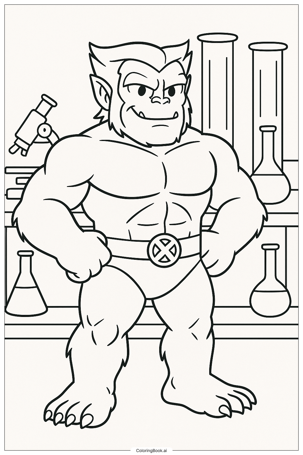 X Men Beast In His Laboratory Coloring Page Free PDF PNG Printable X Men Beast In His Laboratory Coloring Page Free PDF PNG Printable