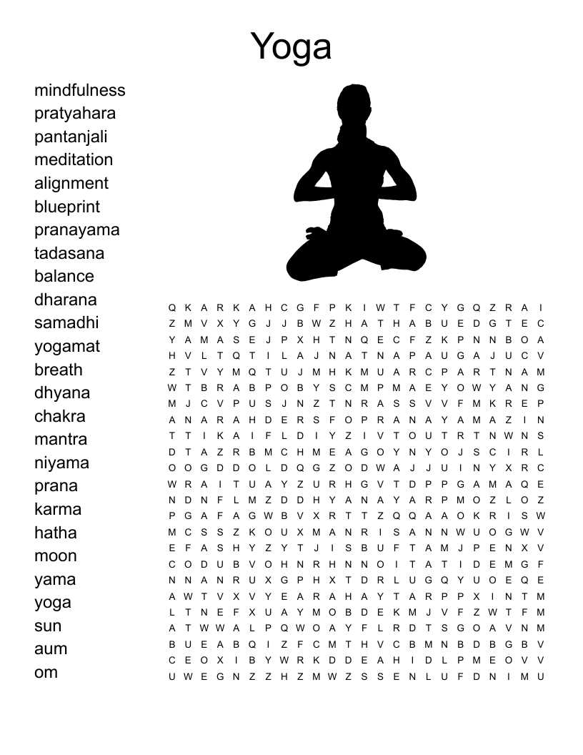 Yoga Poses Sanskrit Crossword WordMint