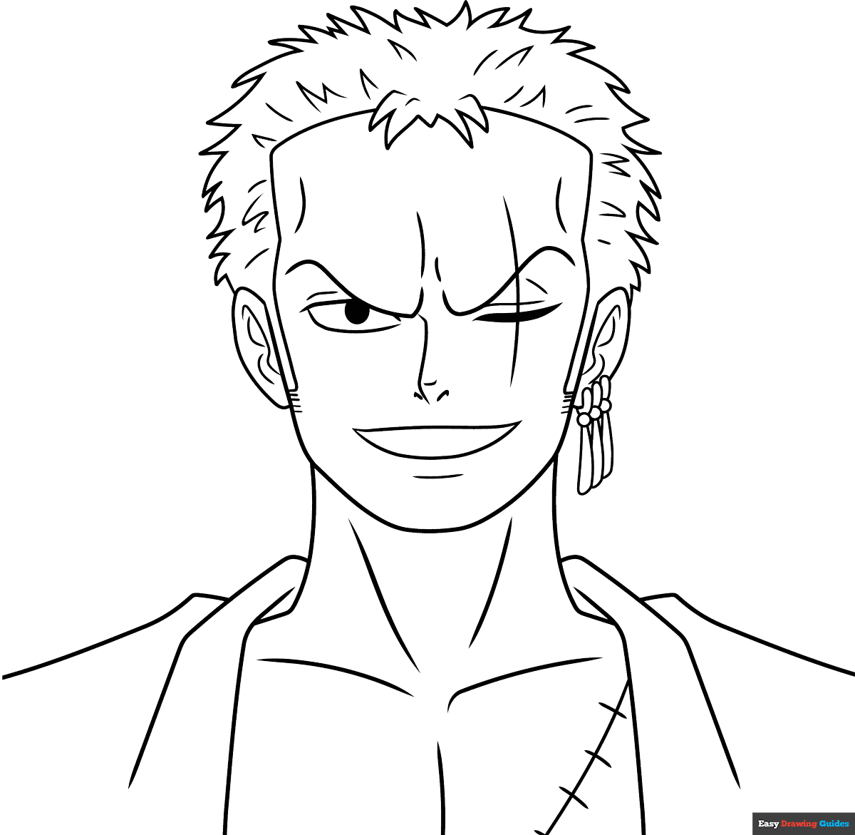 Zoro From One Piece Coloring Page Easy Drawing Guides